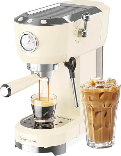 Espresso Machine 20 Bar, Latte and Cappuccino Machine with Steam Milk Frother, Fast Heating, Professional Espresso Maker for Home, 42oz Removable Water Tank, Cream