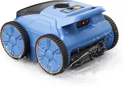 Cordless Robotic Pool Cleaner, 180 Mins Runtime Self-Parking Pool Vacuum for Above Ground Pools, Wall Climbing Automatic Pool Robot - NOT Suitable for Pools with Sharp Steps/Raised Drains