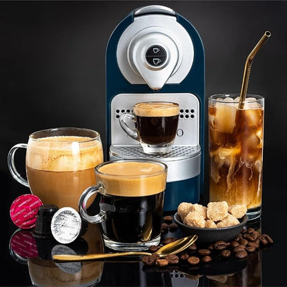 Mixpresso Espresso Machine, Compatible with Nespresso OriginalLine Capsules | 1400W single serve coffee maker with one-touch operation, 19-bar Italian pump and 27oz water tank, blue