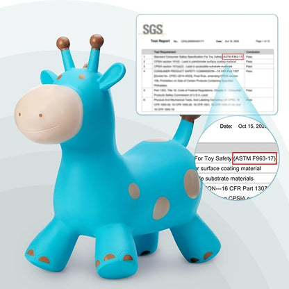 Giraffe Bouncy Animal Hopper for Toddlers, Inflatable Bouncing Hopper Toys, Outdoor Indoor Ride on Horse Bouncer Hopping Toys, Birthday Gifts for Boys Girls 18 Months 2 3 4 5 6 Years Old