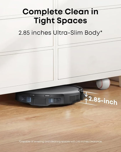 eufy C10 Robot Vacuum Self Emptying, 8 Weeks Hands Free, 2.85-Inch Slim | Advanced Smart Mapping with LiDAR Navigation, Powerful Suction, Edge Expansion Brush for Pet Hair, Carpet Detection