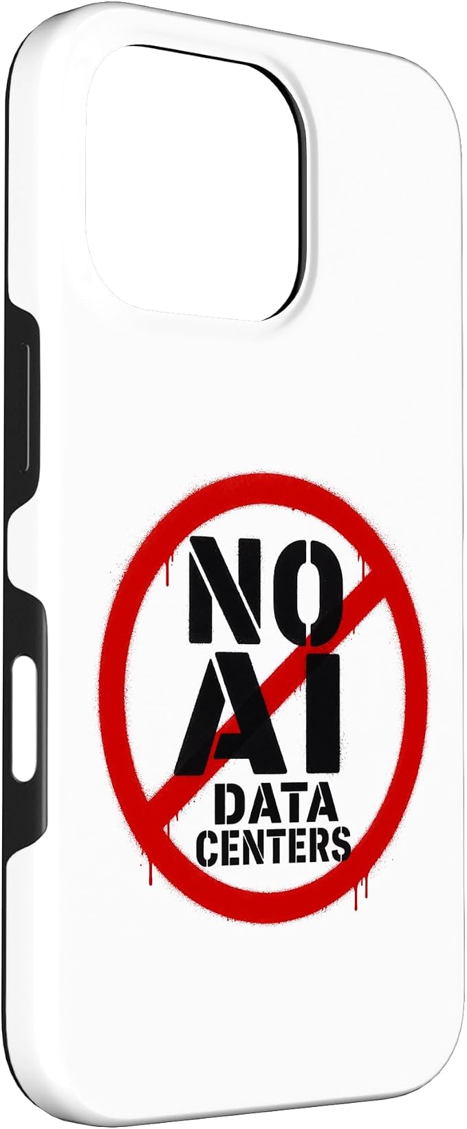 No AI Data Centers – Simple Minimal Spray Paint Style Text Case for iPhone 16 Pro
