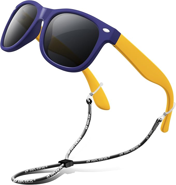 RIVBOS Kids Sunglasses Polarized UV Protection Flexible Rubber Glasses Shades with Strap for Boys Girls RBK004