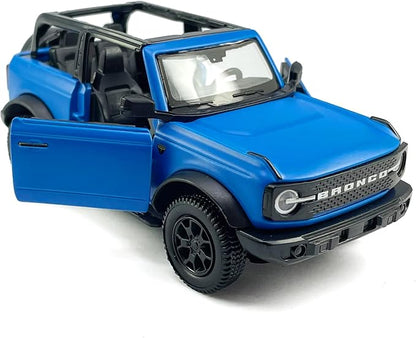 2-Door Convertible Bronco Badlands Model Car 1/36 Scale Diecast Toy Cars Metal Alloy Children’s Vehicles, Pull Back Doors Open, Mens Collection, Kids Toys for Boys Gifts, Cake Topper Home Décor, Blue