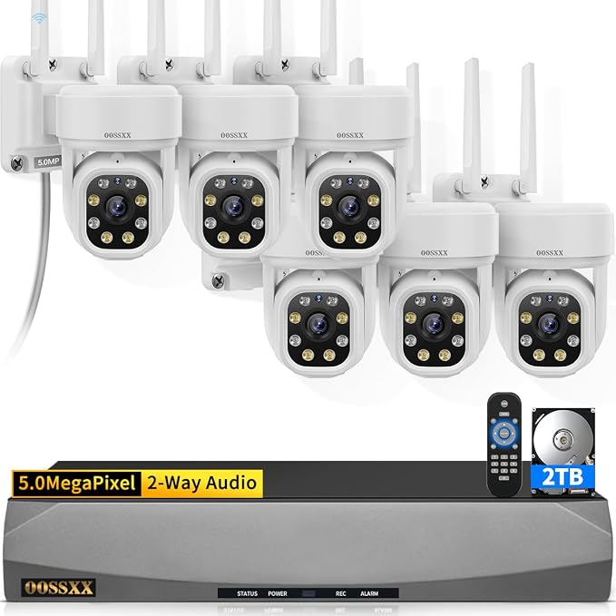(2026 Update) 5MP PT Wireless Security Camera System with AI Human Tracking, Dual-Band 2.4G&5G WiFi, 130° Wide Angle, 2-Way Audio, No Monthly Fee, Outdoor Home Security Kit