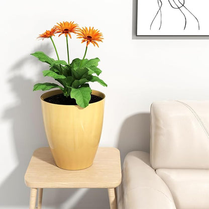 QCQHDU 10 inch Tall Planters for Indoor & Outdoor Plants, 2 Pack Sturdy Plant-Flower-Tree Pots for Front Porch Patio Deck Living Room Decor