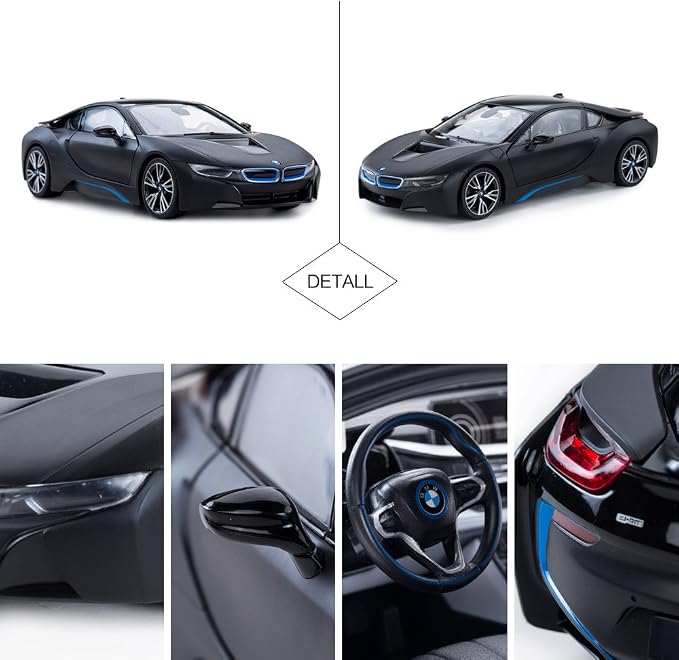 RASTAR Remote Control Car, 1:14 BMW i8 Radio Remote Control Racing RC Toy Car Model Vehicle, Open Doors by RC, MattBlack