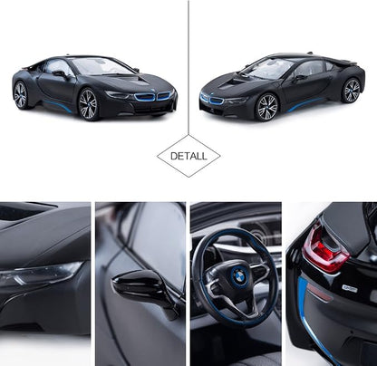 RASTAR Remote Control Car, 1:14 BMW i8 Radio Remote Control Racing RC Toy Car Model Vehicle, Open Doors by RC, MattBlack