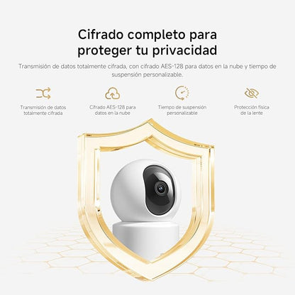 XIAOMI Smart Camera C201, 1080p Indoor Security Camera with Physical Lens Shielding, 360° Panoramic View, AI Human & Pet Detection, Full-Color Night Vision, Wi-Fi 6, Works with Google Assistant, 1pack