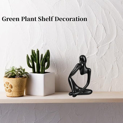 Prettidecor Home Decor Thinker Statue Accents, Set of 3 Thinker Sculptures Office Decor Modern Abstract Resin Decoration on Shelf Table Desk for Living Room Office Bedroom (Black, Large)