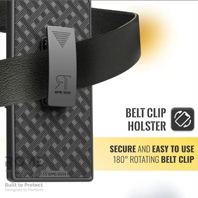 Designed for Samsung Galaxy S24 Ultra Case with Belt Clip Holster | Rugged Holster & Protective Phone Case Combo with Anti-Slip Texture - Black