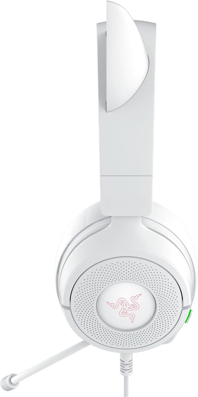 Razer Kraken Kitty V3 X Wired Gaming Headset, Kitty Ears, White | HyperClear Cardioid Mic, 40 mm Drivers, 7.1 Surround Sound, Comfy Ear Cushions, Cross-Platform via 3.5mm PC, PS5, Xbox