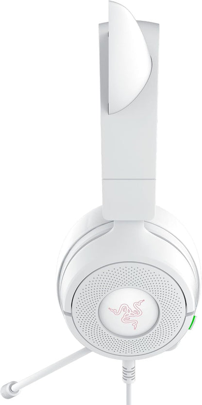 Razer Kraken Kitty V3 X Wired Gaming Headset, Kitty Ears, White | HyperClear Cardioid Mic, 40 mm Drivers, 7.1 Surround Sound, Comfy Ear Cushions, Cross-Platform via 3.5mm PC, PS5, Xbox