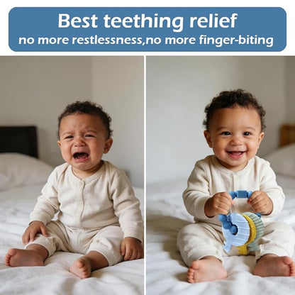 Baby Keys Teether Toys,Silicone Teething Toys for 3+ Months,Teething Keys Toy for Infants-Soft & Raised Texture to Soothe Gums,BPA Free (Deep Blue)