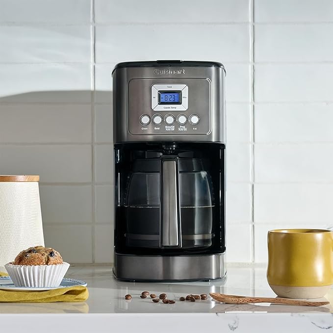Cuisinart 14-Cup Coffee Maker, Programmable PerfecTemp Glass Carafe Coffee Machine with 1-4 Cup Setting, Brew Strength Control and Pause, Stainless Steel, DCC-3200BKSNAS, Black | 14-Cup Glass Carafe, Perfectemp Heating, 24-Hour Programmability, Brew St...