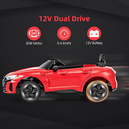 INFANS 12V Kids Ride On Car, Licensed Audi RS e-tron GT Electric Vehicle with Remote Control, Toddlers Battery Powered Toy with 4 Wheels Suspension, LED Headlight, Music, MP3, USB, TF Port (Red)