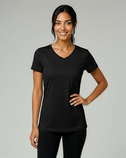 5 Pack Women's Dry Fit V Neck Workout Tops T Shirts Athletic Gym Yoga Tees | Available In Plus Size, Cooling Moisture-Wicking, Short Sleeve, Quick-Dry, Fitness, Stretch, Exercise, Running, Hiking