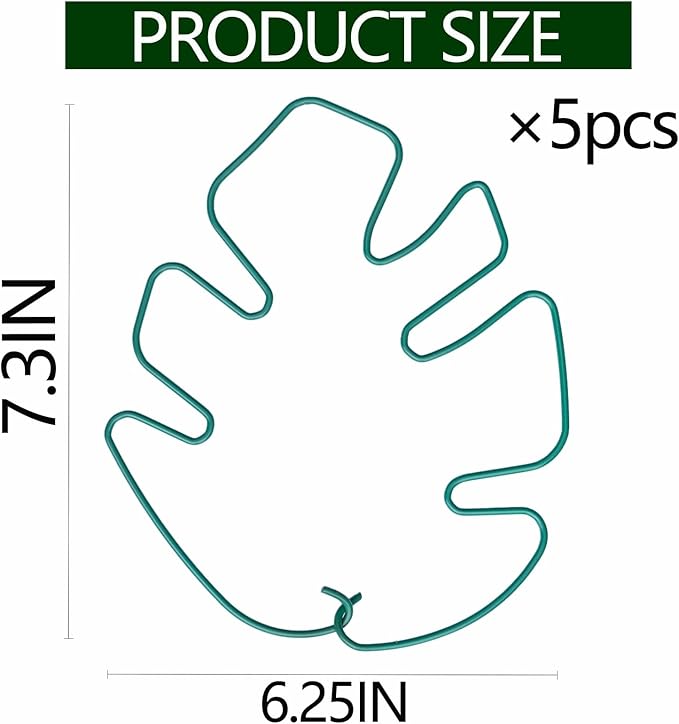 5PCS Monstera Plant Stem Support 7.3*6.25IN Adjustable Holder for Indoor Plants, Durable Metal Structure with Gentle Clips, Perfect for Fishbone Cactus & Climbing Plants, Ideal Gardening Gift