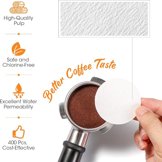 Aieve Espresso Paper Filter Compatible with Breville Barista Espresso Coffee Maker, 400 Pcs 51 mm Espresso Filter Puck Screen Portafilter Paper