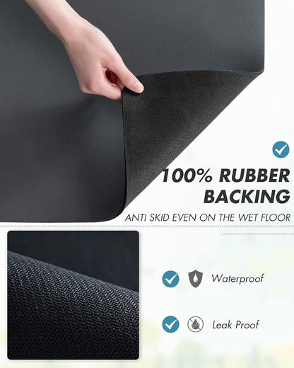 AMOAMI-Coffee Mat Hide Stain Rubber Backed Absorbent Dish Drying Mat for Kitchen Counter-Coffee Bar Accessories Fit Under Coffee Maker, Espresso Machine, Pot, Dish Rack,16"x24" Dark Grey