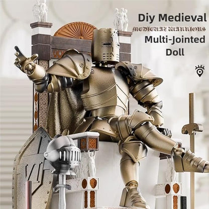 Medieval Action Figures,Knight Armor Action Figure,Multi-Jointed Movable Robot Mannequin T13,Dummy 13 Action Figure(Assembly Required) (D-Cyan)
