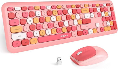 MOFII Wireless Keyboard and Mouse Combo Silent, Slim Compact 2.4G USB Full Size , Cute 110 Keys Keyboard for PC, Notebook, MacBook, Tablet, Laptop, Windows System
