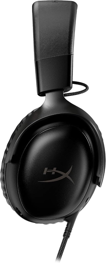 HyperX Cloud III – Wired Gaming Headset, PC, PS5, Xbox Series X|S, Angled 53mm Drivers, Spatial Audio, Memory Foam, Durable Frame, Ultra-Clear 10mm Mic, USB-C, USB-A, 3.5mm – Black