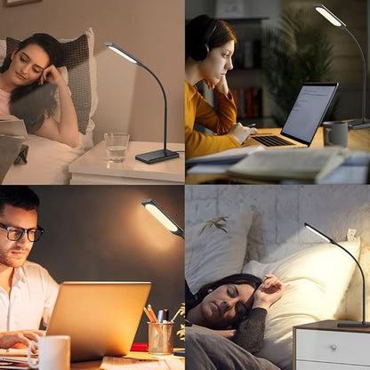 LED Desk Lamp, Touch Adjustable Table Lamp with USB Charging Port 5 Modes and 6 Brightness Levels Eye Protection Reading Light 48 LED Memory Function Desk Lights for Home Office Black