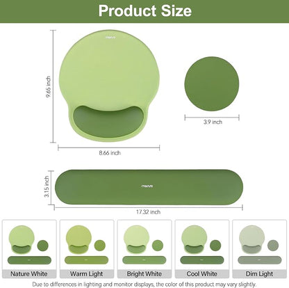 MOSISO Wrist Rest Support for Mouse Pad&Keyboard Set, Olive Green | Circle Curved Ergonomic Mousepad Non-Slip Base Home/Office Pain Relief&Easy Typing Pad with Soft Cloth&Silicone Lining