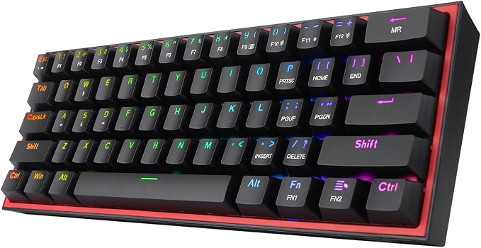 Redragon K617 Wired 60% Compact Hot-Swap RGB Gaming Mechanical Keyboard | 61 Keys Design for More Room to Aim, Swap-Ready Socket for Mod, Vibrant 20-Mode Lighting Hype Vibing, Pro Software Supported