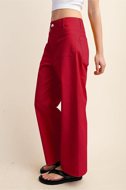 miduo Womens High Waisted Cropped Wide Leg Stretchy Straight Pants Trousers with Pockets
