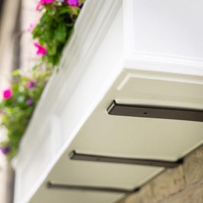 Mayne Fairview 3ft Durable Self Watering Window Box Planter with Wall Mount Brackets, UV & Weather Resistant, Double Wall Design, New England Architecture for Outdoor Décor, White
