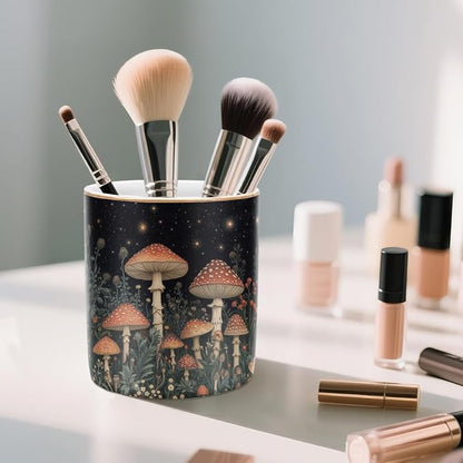 Cute Pen Pencil Holder for Desk, Durable Ceramic Organizer Decor for Room, Office, Classroom, Mushroom Pattern