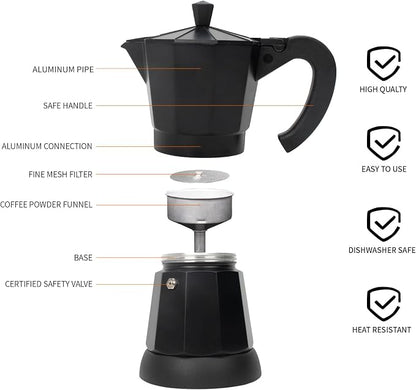 LAOION 6 Cup Electric Moka Pot, 300ml Portable Espresso Maker | Cafeteras Electricas Modernas with Detachable Base and Overheat Protection, Coffee Machine Gift for Home or Travel