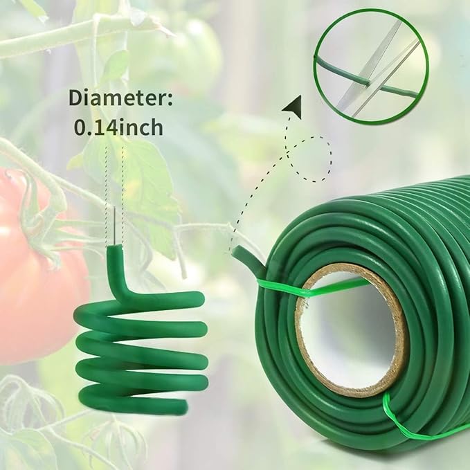 Decoroca Soft Plant Ties for Support - 65.6' Reusable Waterproof Plant Wire, 3.5mm Garden Twist, for Indoor & Outdoor Plants and Home Organizing（1pc/Green）