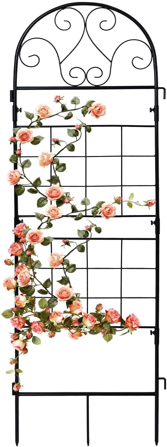 hogardeck 1PC 45x14 Inch Heavy Duty Metal Trellis - Black Rustproof Coated Outdoor Garden Support for Climbing Plants, Roses, Vegetables