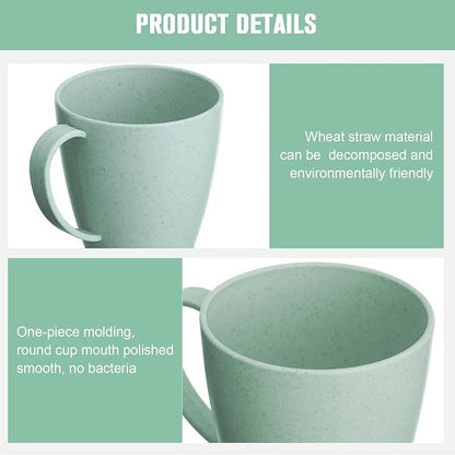 Zopeal 32 Pack Wheat Straw Plastic Coffee Cups Mugs 10 Oz Reusable Plastic Cup Mug with Handle Lightweight Microwavable Dishwasher Safe Unbreakable for Tea Milk Water Juice Coffee (Multicolor)