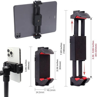 Kado Metal Portable Monitor Tablet Stand Tripod, Adjustable Height & Angle | 100x100mm 75x75mm Wall/Arm Mount Clamping, 360° Ball Head and 1/4" Screw Compact for Phone, Tablet, Projector, Camera, Webcam