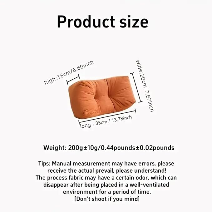 Back Pillow for Chair, Lumbar Support Pillow for Office Chair Lower Back Pain Relief Soft Cushion Car Bed Couch Sitting High Elasticity (Orange, 35cm*16cm*20cm)