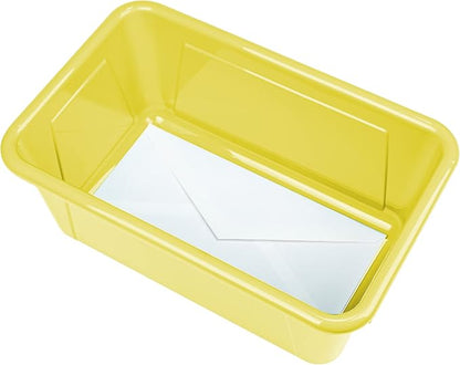 Storex Small Cubby Bins – Plastic Storage Containers for Classroom, 12.2 x 7.8 x 5.1 inches, Class Yellow, 5-Pack (62418A05C)