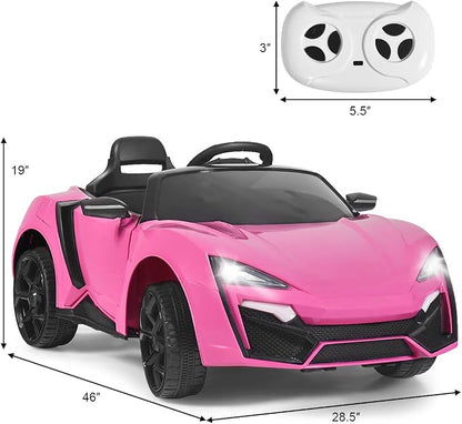 Costzon Ride on Car, 12V Battery Powered Electric Vehicle w/Manual & Remote Control Modes, LED Lights, Horn, Music, MP3, USB, TF, 3 Speeds, Spring Suspension, Ride on Toy for Boys & Girls (Pink)