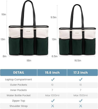 LOVEVOOK 17 Inch Laptop Bag for Women, Teacher Nurse Work Tote Bag With Large Cup Holder, Utility Bag For Work/Travel/College/Daily