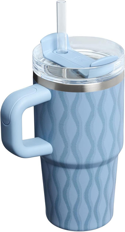 STANLEY Quencher H2.0 Flow State Tumbler, 20 oz, Slate Blue Drift | Handle and Straw | 3-Position Lid | Cup Holder Compatible for Travel | Insulated Stainless Steel Cup | BPA-Free