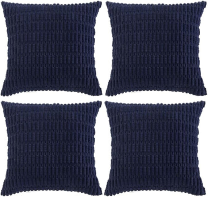 Fancy Homi 4 Packs Decorative Throw Pillow Covers for Living Room Couch Bed, Modern Farmhouse Boho Home Décor Accent Cushion Case, 16" x 16", Navy Blue
