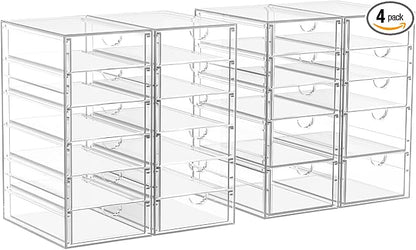 ARSTPEOE 22-Drawer Acrylic Storage & Makeup Organizer for Desk, Bath | Smooth-glide drawers, clear acrylic, stackable, dustproof, wipe-clean, for lipsticks, lip glosses, blushes, pen