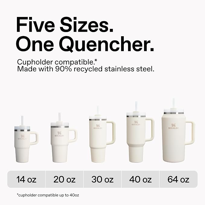 STANLEY Quencher H2.0 Flow State Tumbler, 30 oz, Rose Quartz Bouquets | Handle and Straw | 3-Position Lid | Cup Holder Compatible for Travel | Insulated Stainless Steel Cup | BPA-Free
