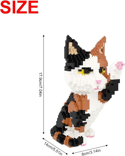 Larcele Cat Micro Building Blocks Animal Set, DIY Mini 3D Building Toy Bricks Kit,1137 Pieces KLJM-05 (Red Tabby)