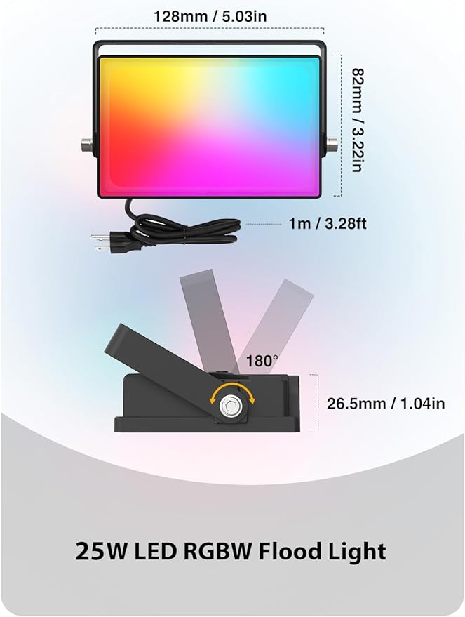 Onforu LED Flood Light Outdoor 250W Equivalent, 25W Color Changing RGBW Floodlight with Remote, 2700K Warm White IP66 Stage Lighting Indoor Uplights for Events, Uplighting for Party 4 Pack