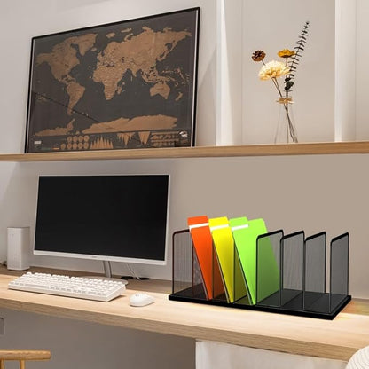 Kuntine.B 7-Section Upright Desk File Organizer Black 2 Pack | Vertical, Mesh, Metal, Assembly, Stability, Sturdiness, Organization, Standing