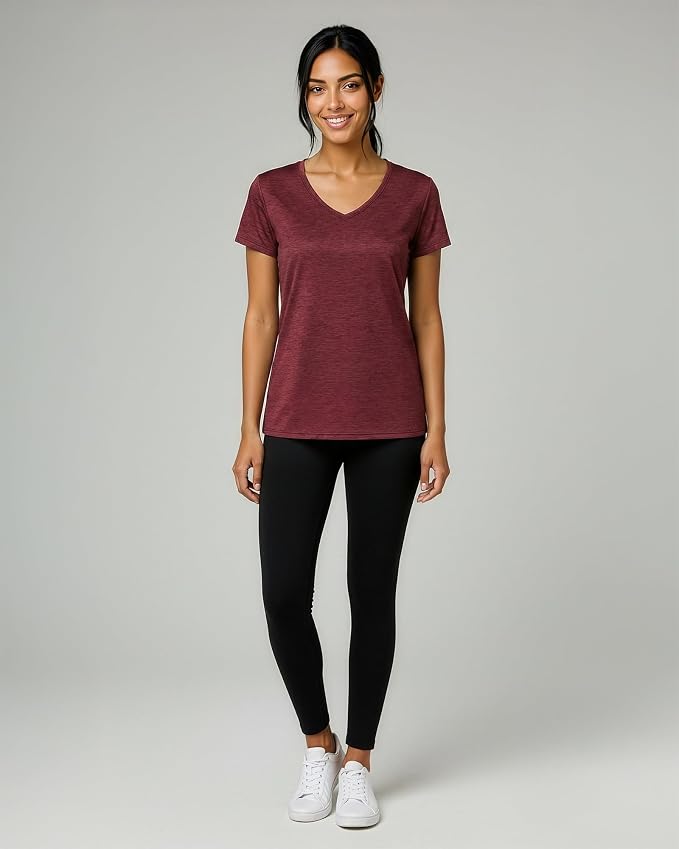 5 Pack Women's Dry Fit V Neck Workout Tops T Shirts Athletic Gym Yoga Tees | Available In Plus Size, Cooling Moisture-Wicking, Short Sleeve, Quick-Dry, Fitness, Stretch, Exercise, Running, Hiking